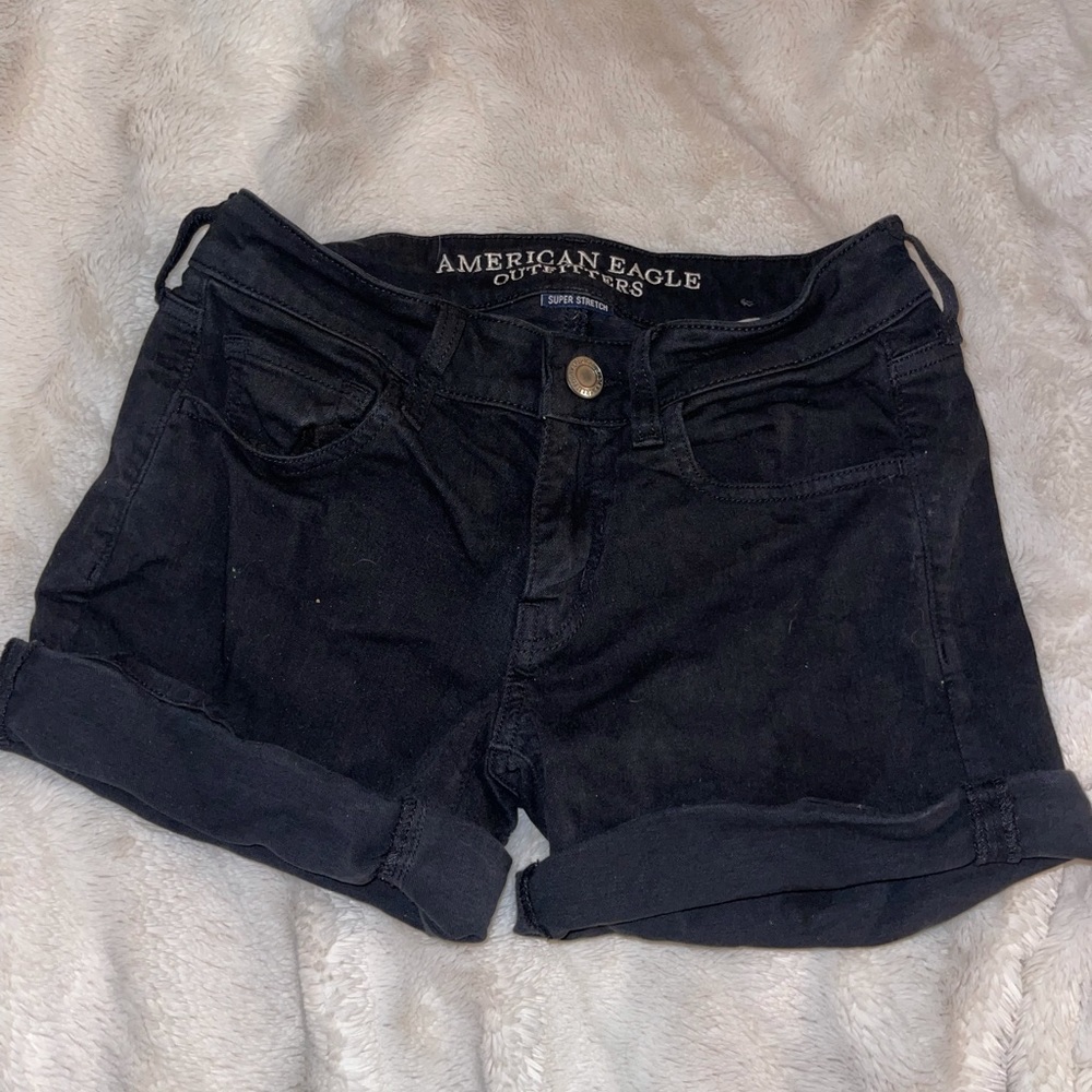 black jean shorts